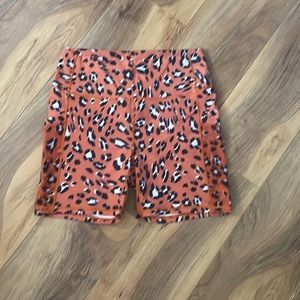 Fabletics Brand NEW biker shorts cheetah print with pockets